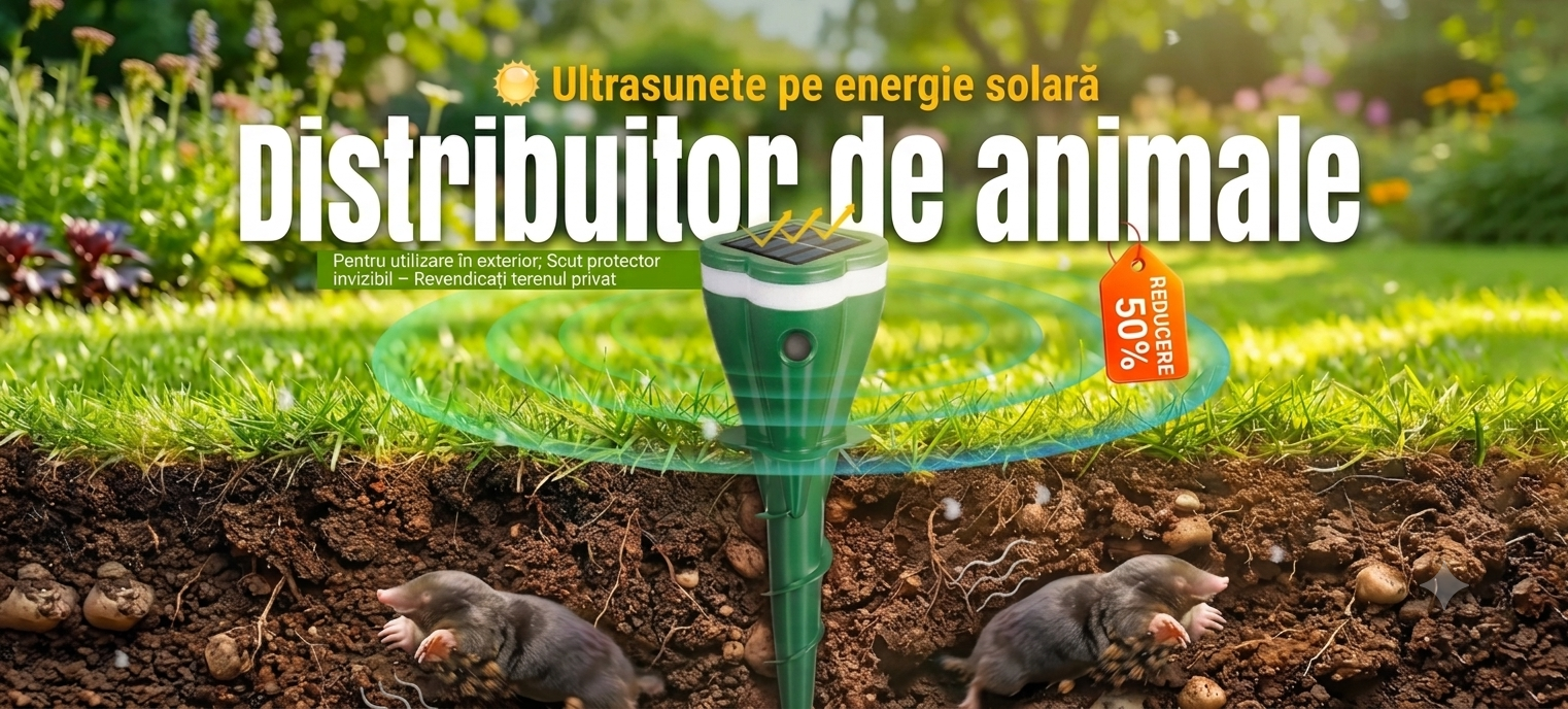 Distribuitor cu ultrasunete pentru animale, alimentat cu energie solară, pentru uz exterior
